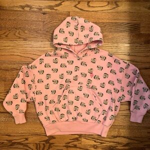 The Animals Observatory Girls Beaver Floral Pink Hooded Sweatshirt Size 6Y